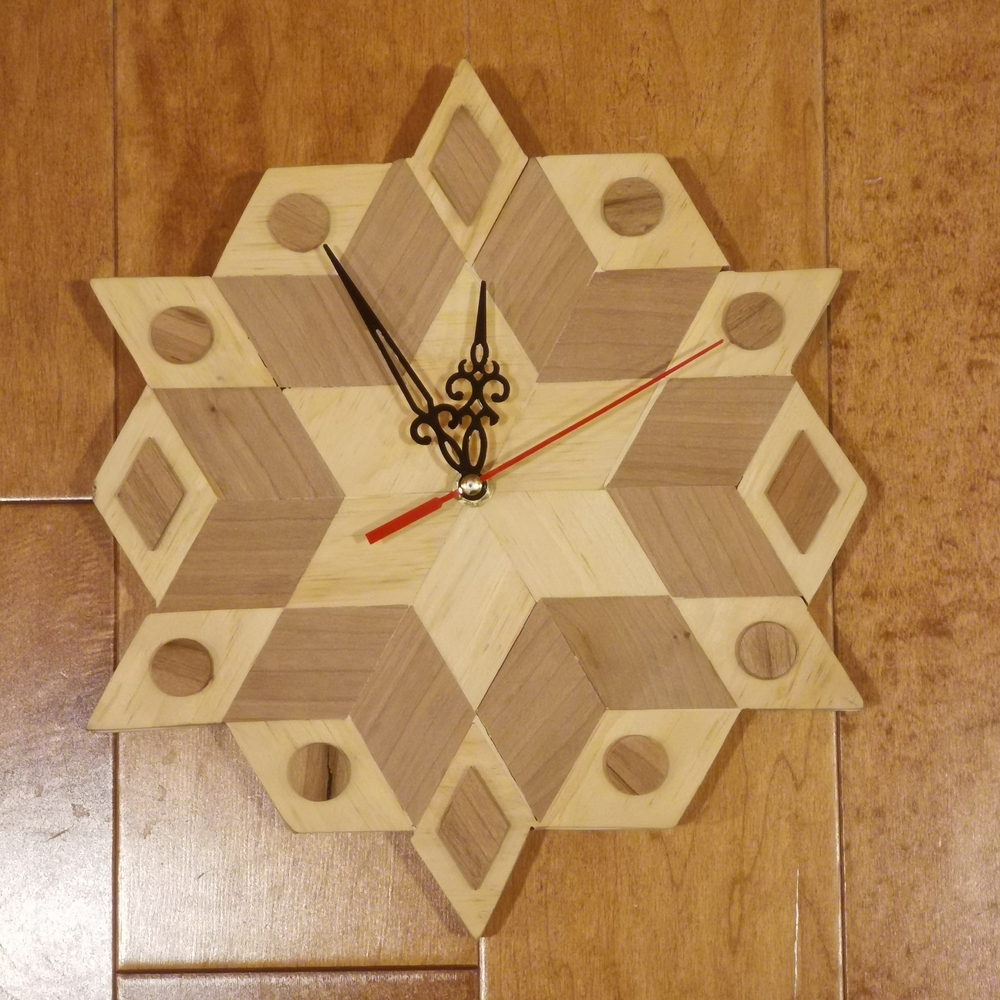 Geometric Wooden Mosaic Wall Clock - Picture 5 of 11